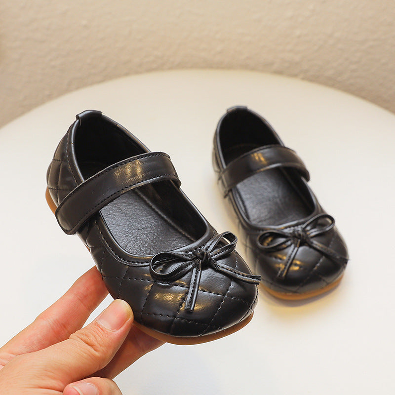 Children Kids Toddlers Girls Bow Leather Princess Shoes