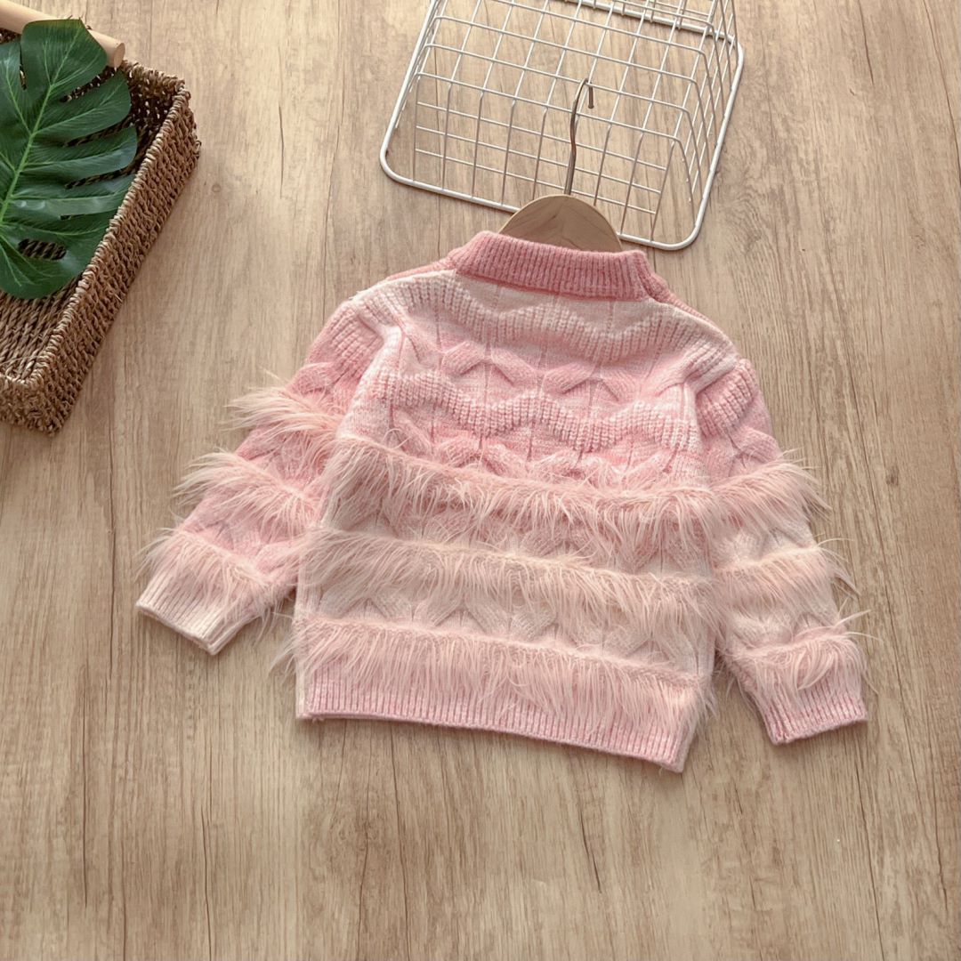 Winter Fashion Gradient Girls Plush Sweater