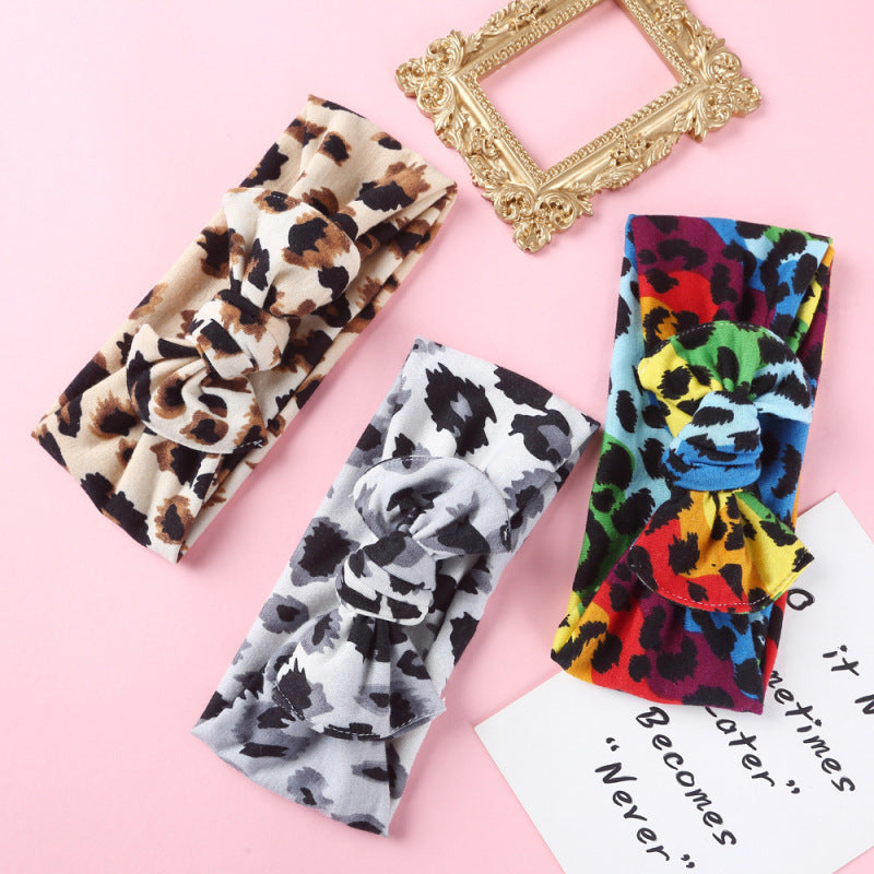 Toddlers Newborn Baby Girls Tie-Dye Printed Bow Headband