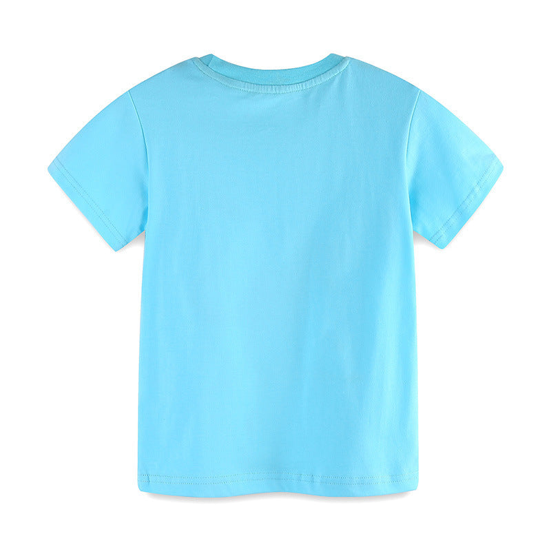 Kids Toddler Boys Casual Cute Cartoon Print Short Sleeve Round Neck T-Shirt
