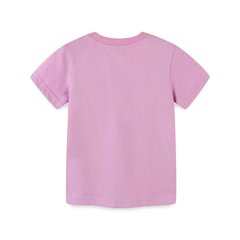 Kids Toddler Boys Girls Casual Cute Cartoon Print Short Sleeve Round Neck T-Shirt