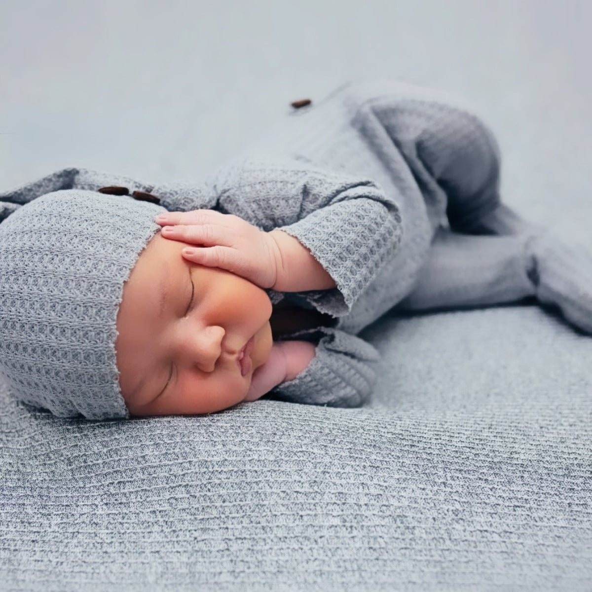 Newborn Baby Infant Knitted Jumpsuits Cap Two-Piece Set