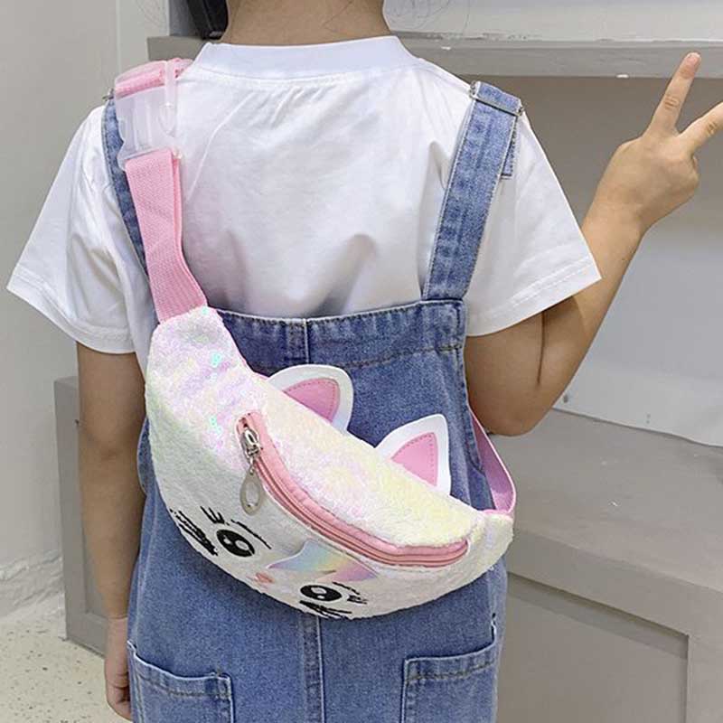 Kids Casual Cute Cartoon Sequins Waist Chest Bag