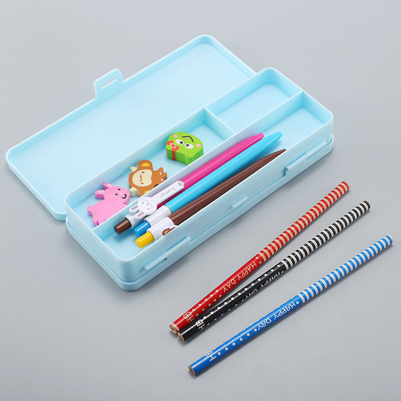 Transparent Frosted Multi-Functional Double-Sided Macaron Plastic Pencil Case