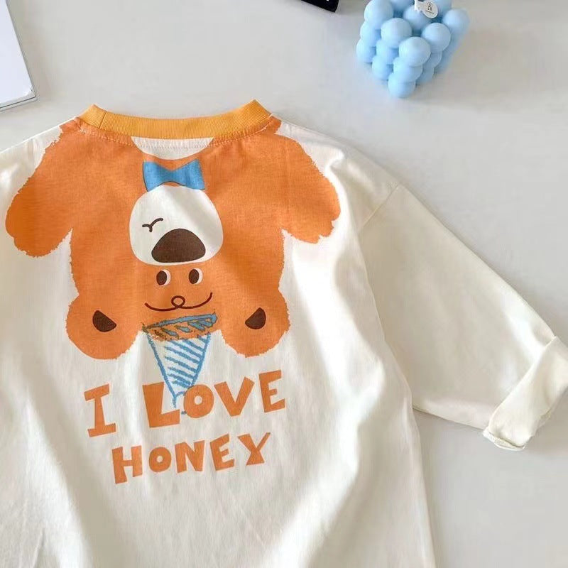 Kids Toddler Boys Girls Casual Cute Cartoon Print Long Sleeve T-Shirt