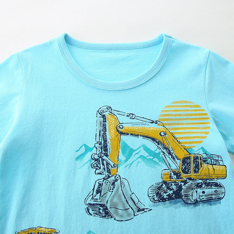 Kids Toddler Boys Casual Cute Cartoon Print Short Sleeve Round Neck T-Shirt