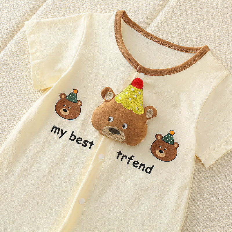 Kids Baby Boys Girls Cute Cartoon Short Sleeve Romper