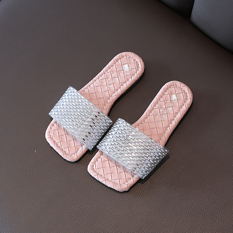 Children Kids Baby Fashion Girls Rhinestone Casual Outdoor Slippers Shoes