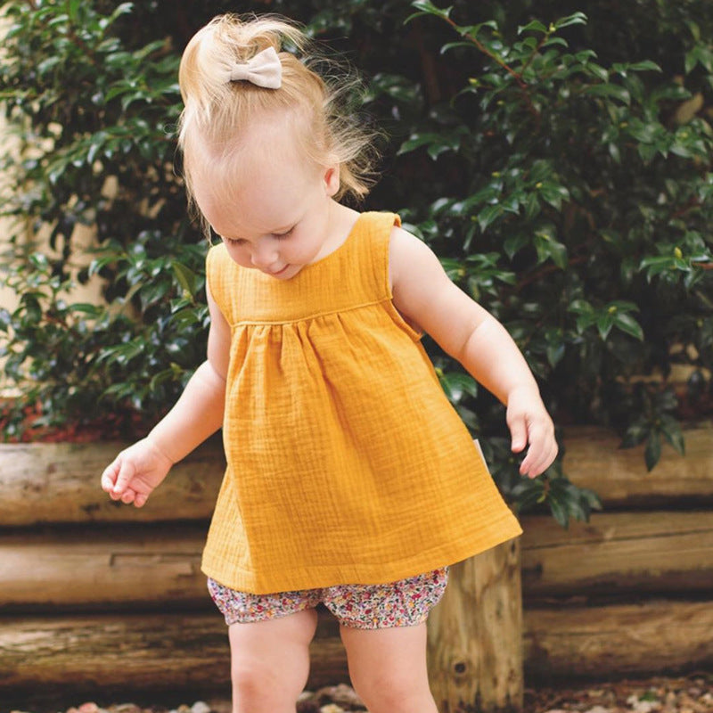 Toddlers Newborn Baby Fashion Boys Girls Casual Basic Sleeveless Solid Color T-Shirt