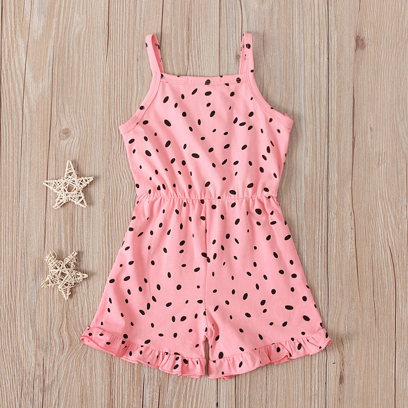 Toddlers Newborn Baby Fashion Girls Casual Basics Sleeveless Polka Dot Print Print Romper