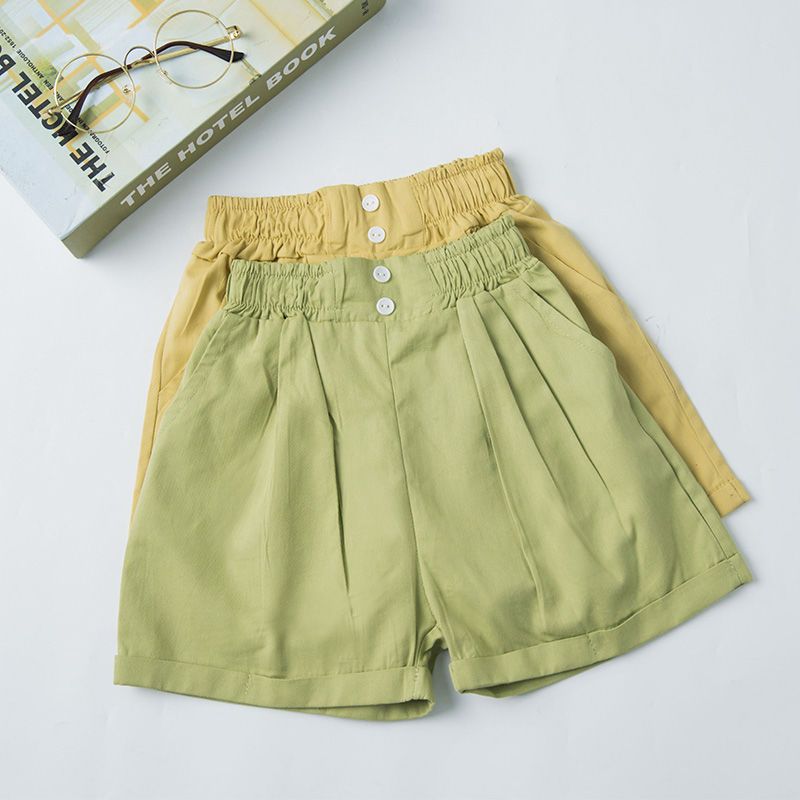 Girls Simple Solid Color Shorts