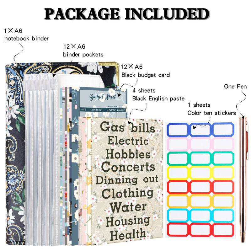 A6 Zipper Bag Color Printing Binder PU Leather Handbook Notebook