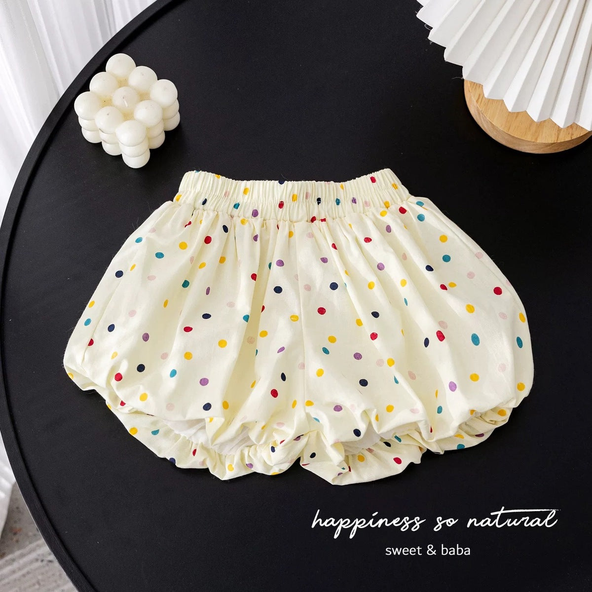 Girl Summer Multicolor Print Polka Dot Lantern Shorts