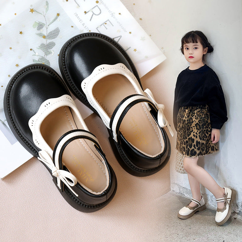 Kids Girls Fashion Casual Spring Autumn Round-Toe Velcro Slip On PU Leather Shots