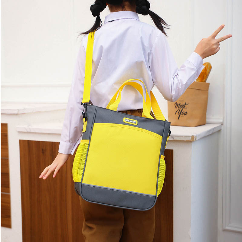 Children Fashion Girls Boys Color Matching Nylon Handbag Backpack School Bag