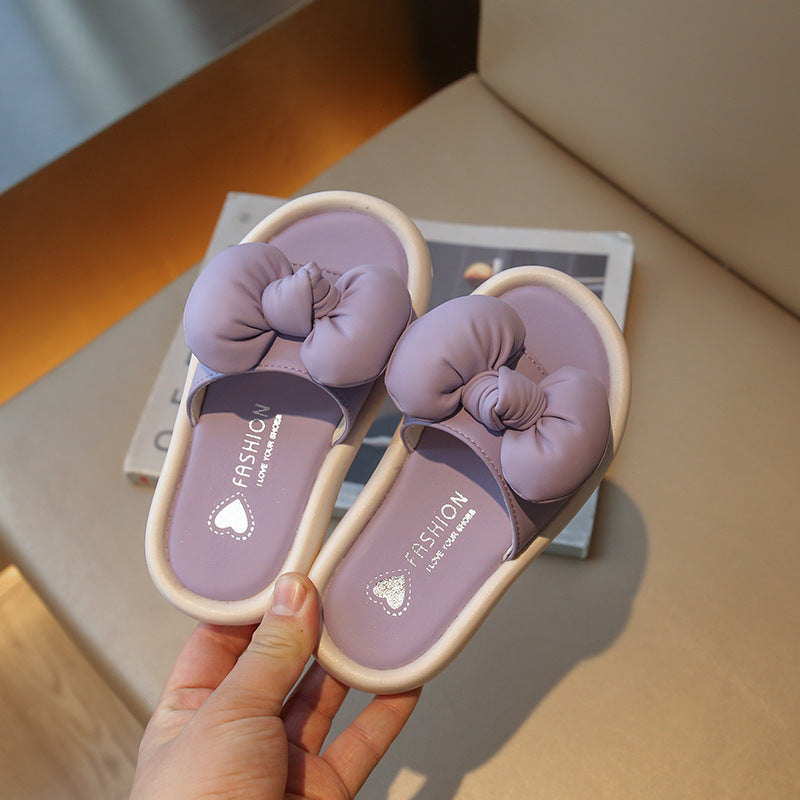 Children Kids Baby Fashion Girls Casual Bowknot Princess Soft Bottom Slippers Shoes