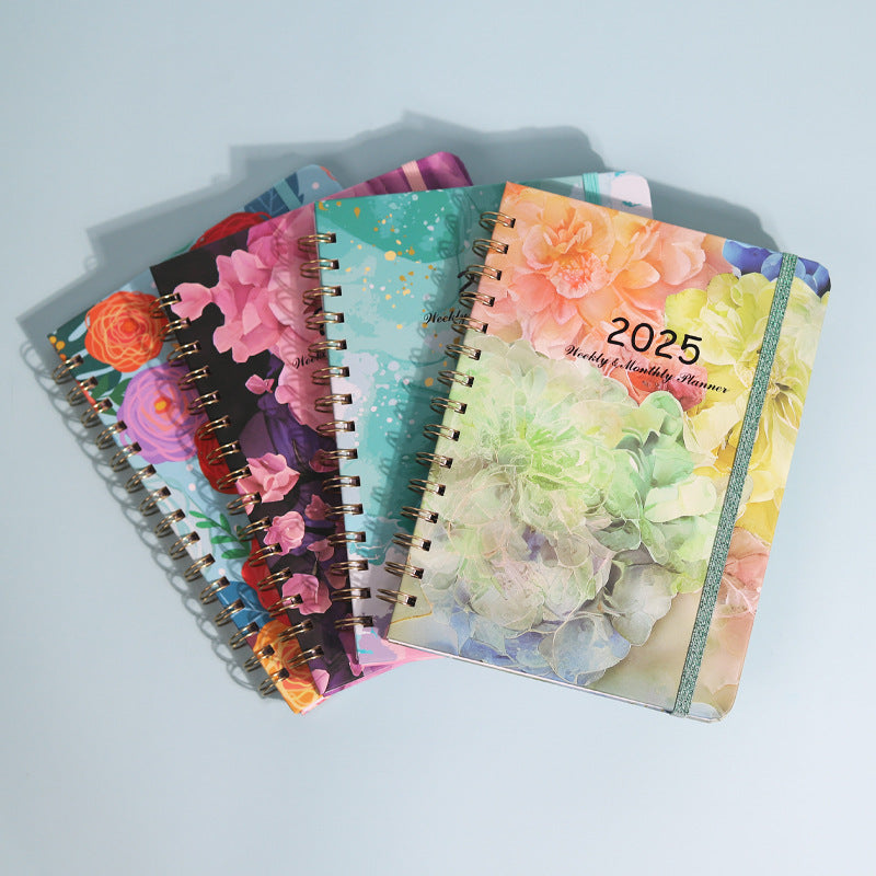 2025 Flower Graffiti English Plan Coil A5 Notebook