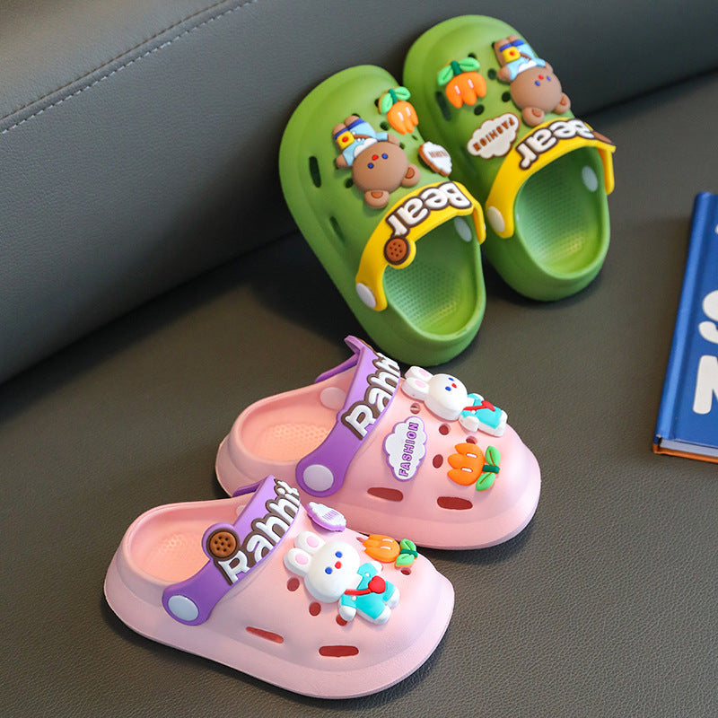 Children Kids Baby Fashion Girls Boys Cartoon Rabbit Bear Soft Sole Casual Clogs Slippers Shoes