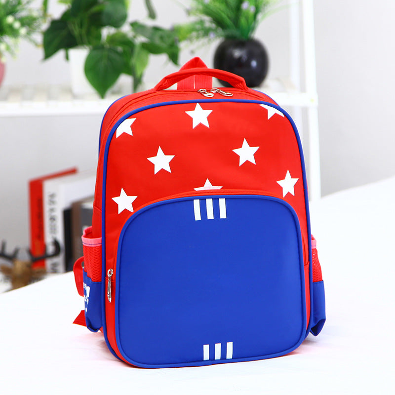 Children Fashion Girls Boys Color Matching Nylon Star Printed Backpack School Bag