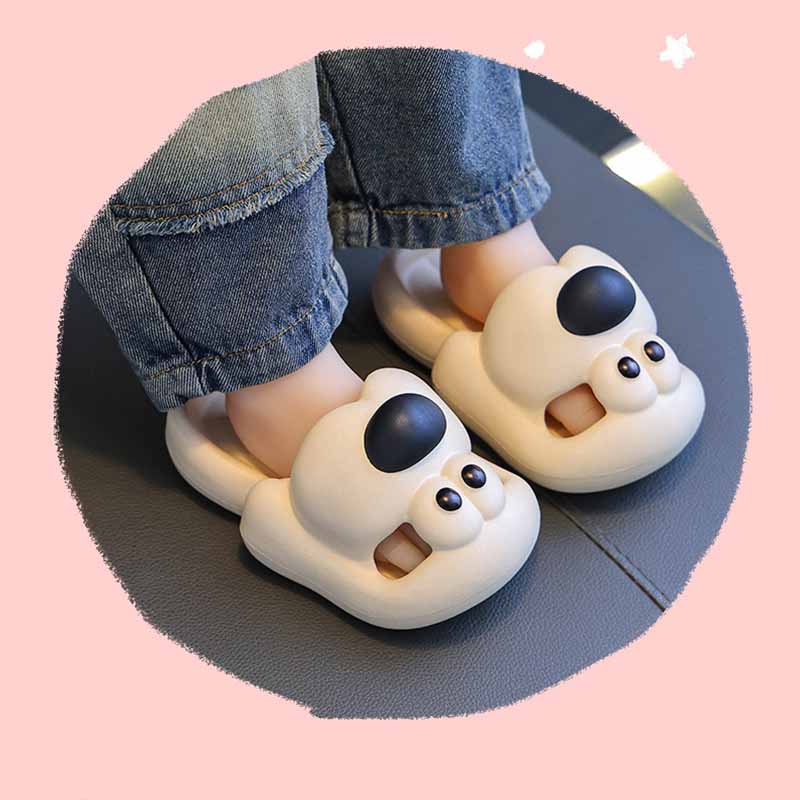 Kids Unisex Cute Cartoon Puppies Thick-Soled Cover Toe Slippers