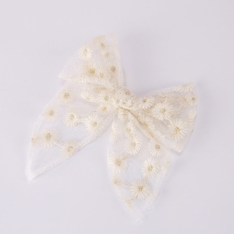Toddlers Newborn Kid Baby Fashion Girls Bowknot Embroidery Hairpin Hair Accessories