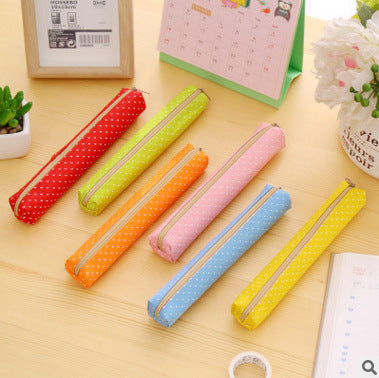 Trendy Long Polka Dot Candy Color Pencil Case