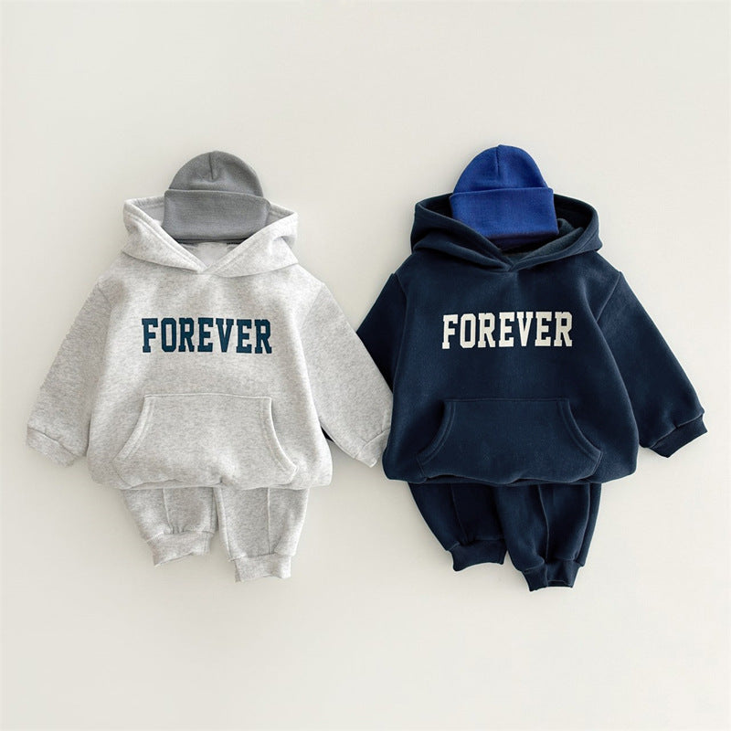 Autumn Winter Children Fashion Casual Loose Letter Printing Round Neck Long Sleeve Parent-Child Hoodies