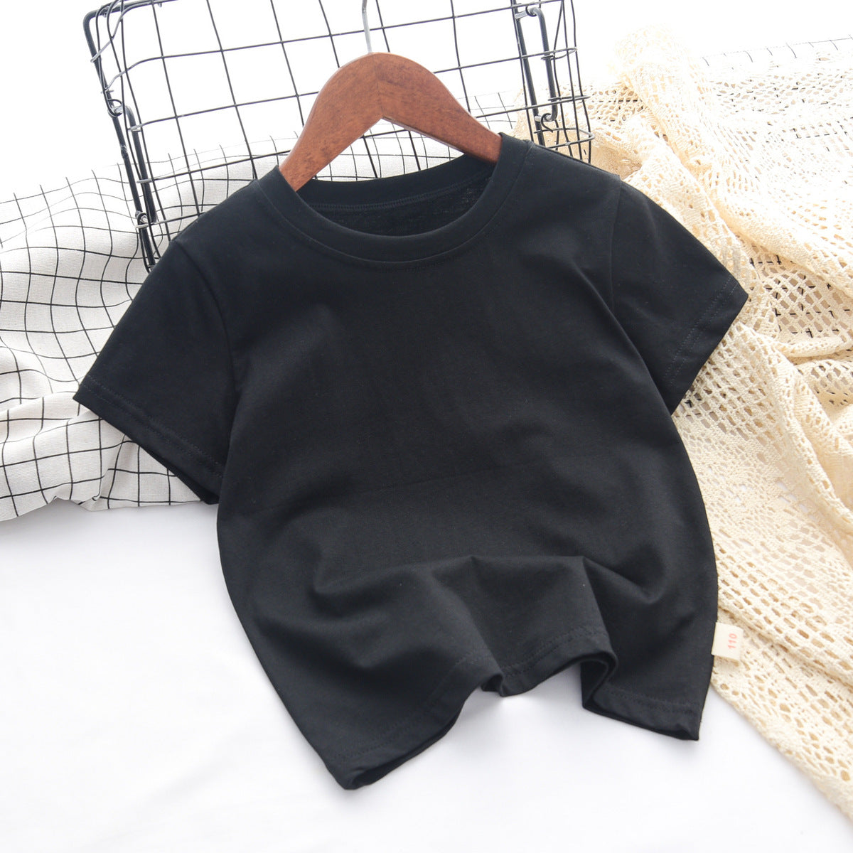 Summer Children Casual Pure Color Cotton Short Sleeve T-Shirt