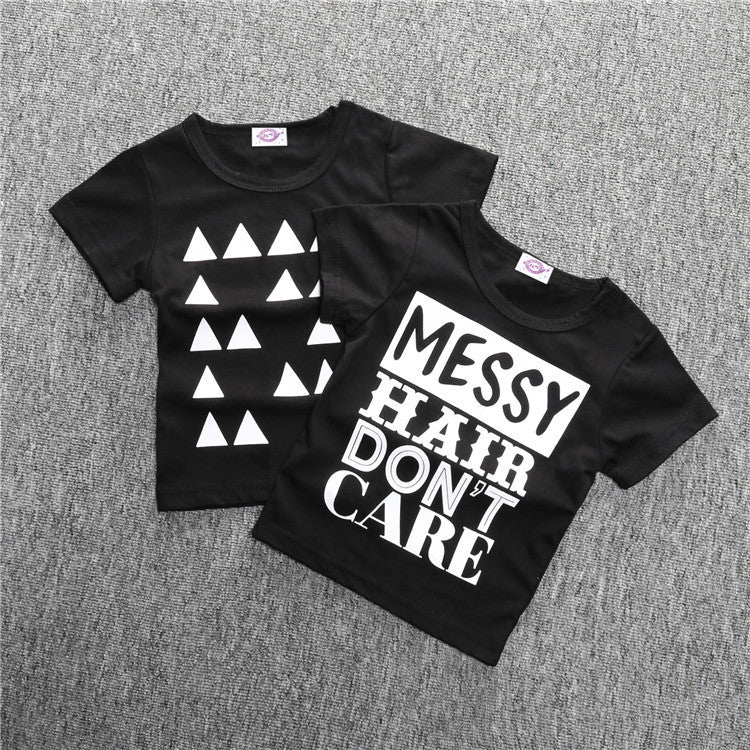 Baby Casual Round Neck Short Sleeve Letter Pattern T-shirt