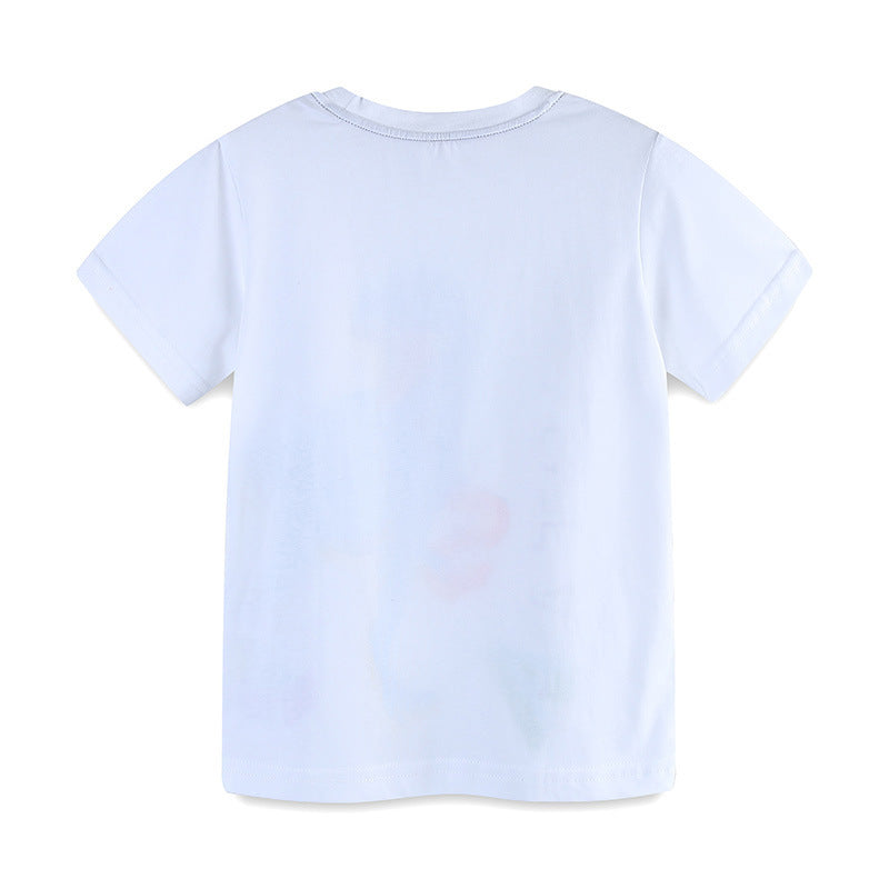 Kids Toddler Boys Casual Cute Cartoon Print Short Sleeve Round Neck T-Shirt