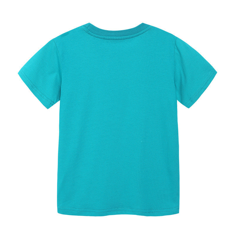 Kids Toddler Boys Casual Cartoon Print Short Sleeve Round Neck T-Shirt