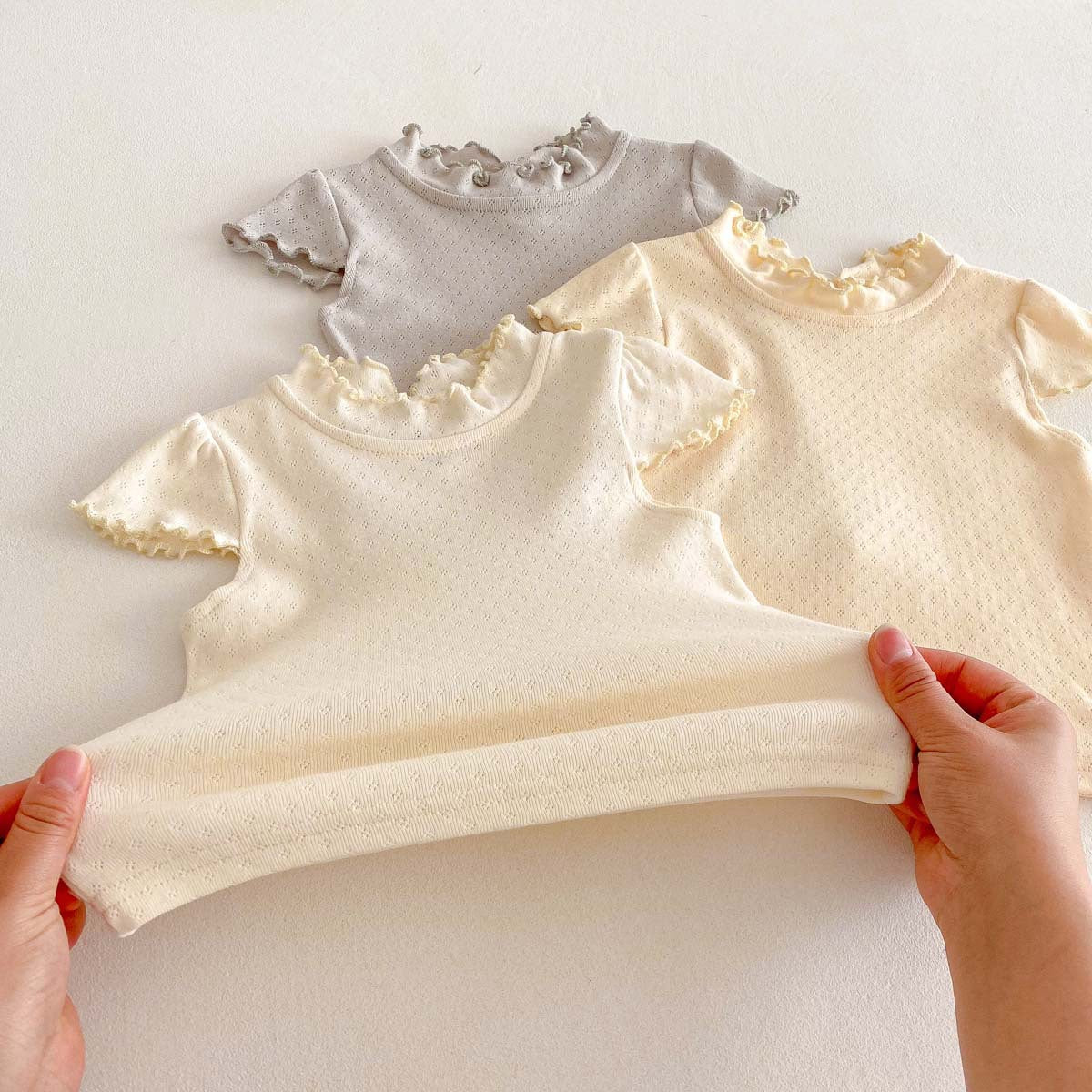 Kids Toddler Girls Solid Color Fluttering Sleeve Top