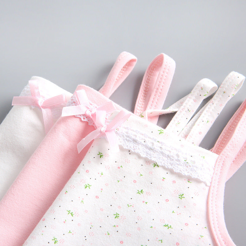 Girls Basic Bow Decor Lace Design Camisole