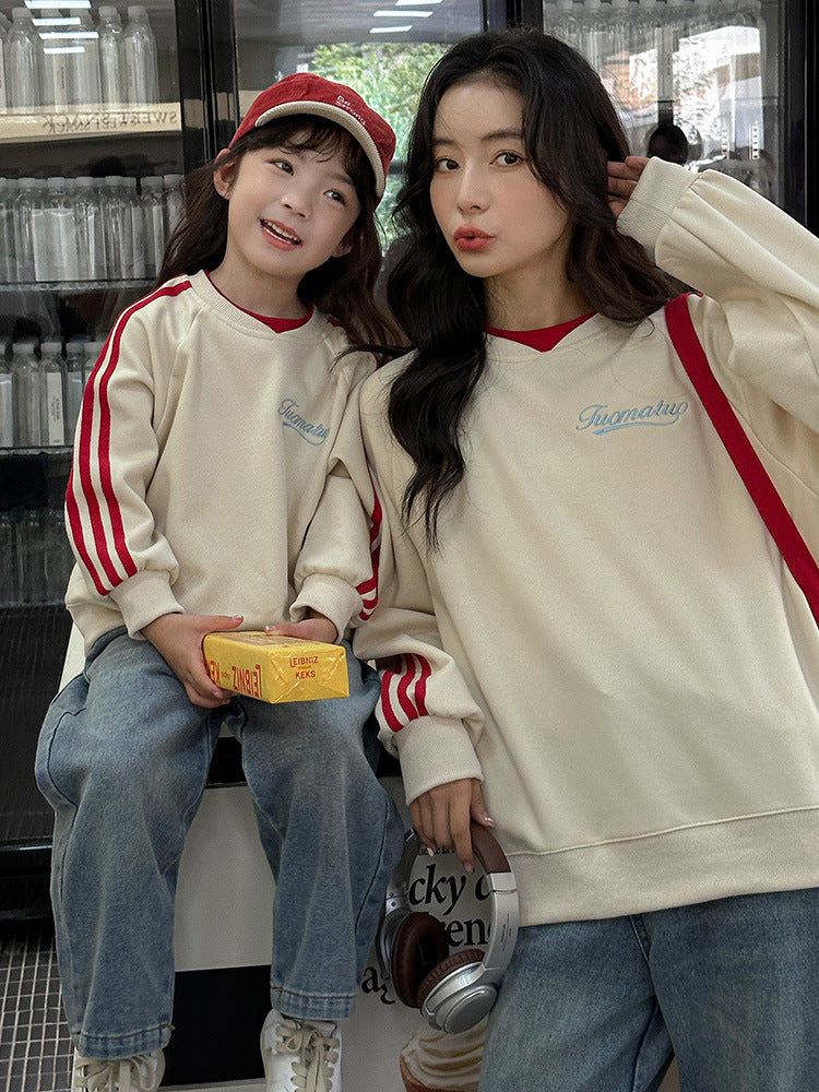 Autumn Simple Fashion Letter Embroidery Round Neck Long Sleeve Sweatshirt