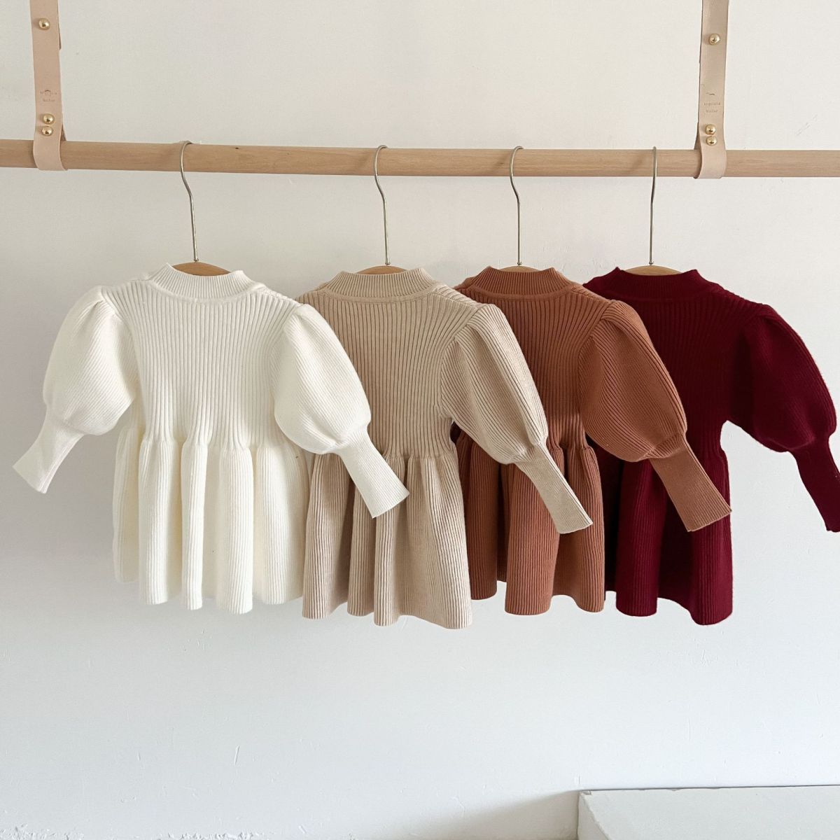 Autumn And Winter Children'S Fashion Knitted Solid Color Dress