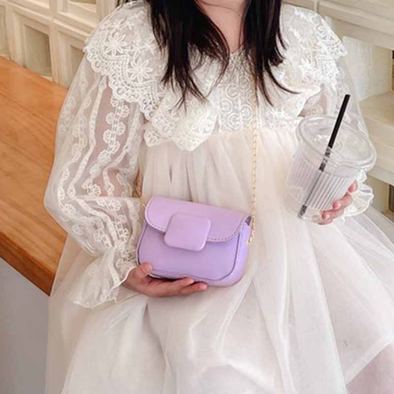 Kids Casual Cute Solid Color Chain Crossbody Bag