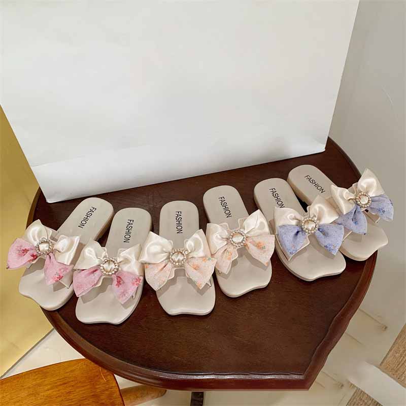 Kids Girls Casual Cute Bow Flat Slippers