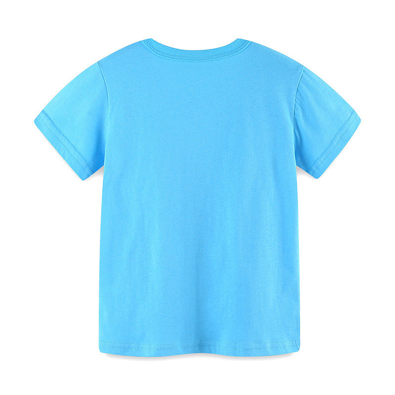 Kids Toddler Boys Girls Casual Cute Cartoon Print Short Sleeve Round Neck T-Shirt