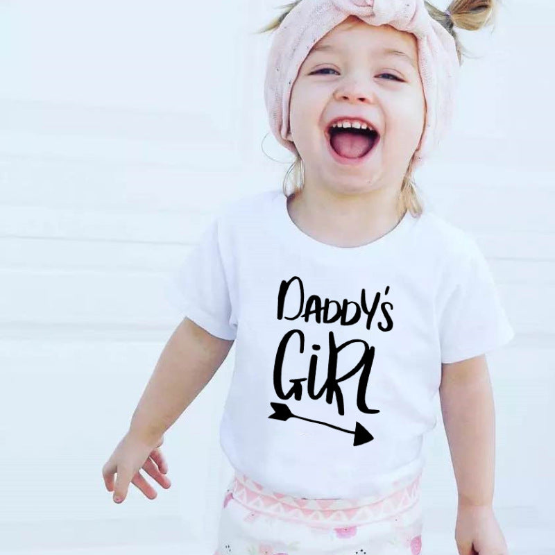 Children Kids Baby Fashion Boys Girls Short Sleeve Daddy'S Mama'S Letter Print T-Shirt