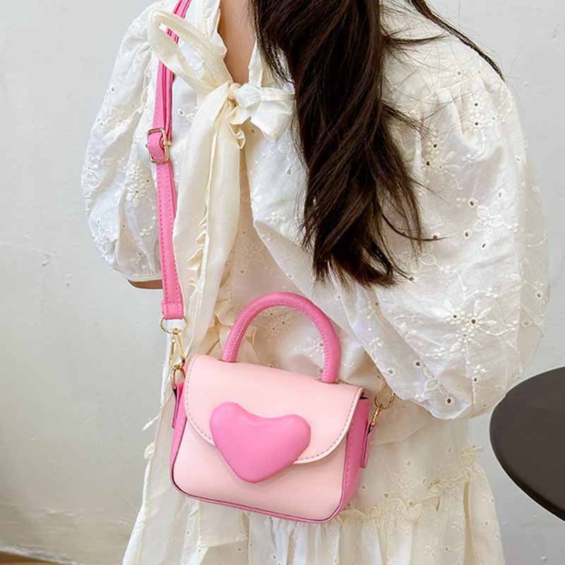Kids Casual Cute Heart Crossbody Bag