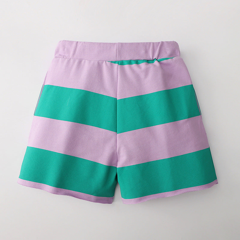 Kids Toddler Boys Girls Casual Cute Stripe Print Shorts