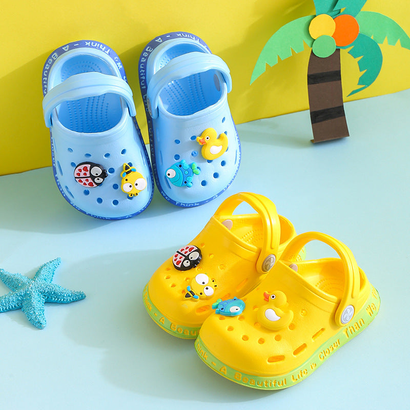 Kids Cute Cartoon Animal Duckling Coccinella Septempunctata Bee Soft Bottom Non-slip Cover Toe Slippers