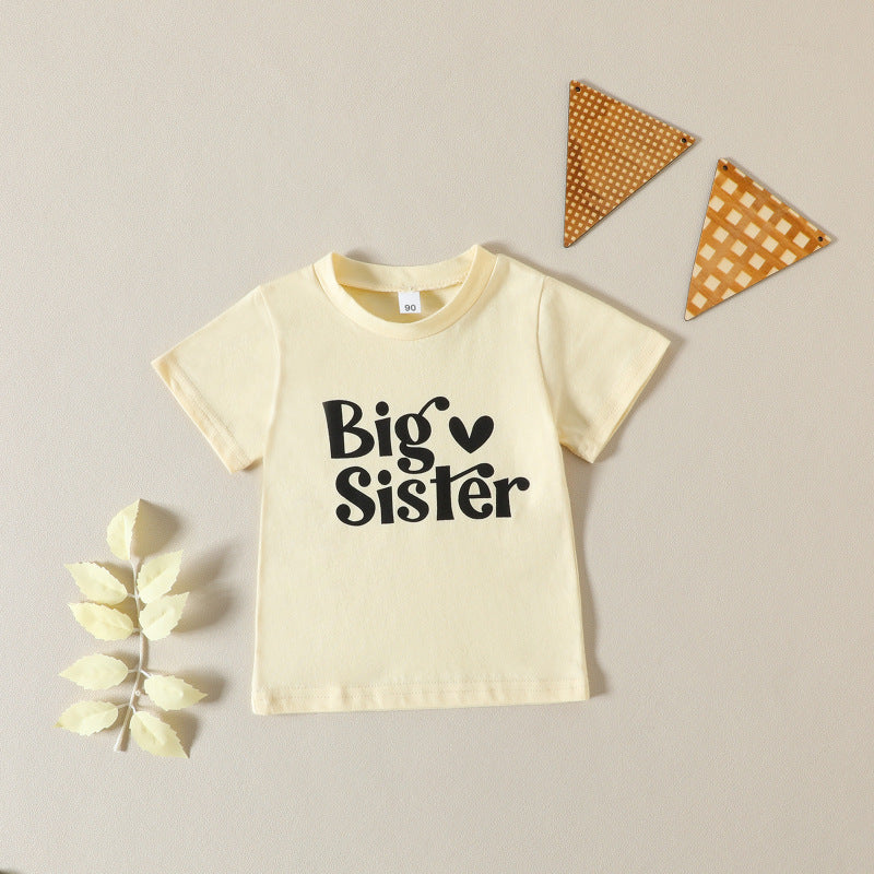 Kids Toddler Girls Casual Cute Alphabet Short Sleeve Round Neck T-Shirt