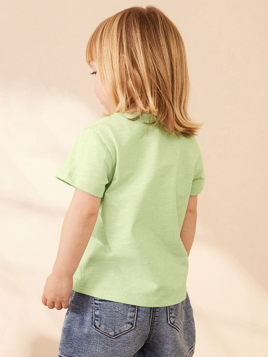 Kids Toddler Boys Girls Casual Cute Dinosaur Print Short Sleeve Round Neck T-Shirt