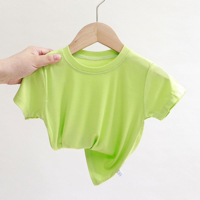 Kids Casual Roun Neck Short Sleeve Loose Basic T-shirt