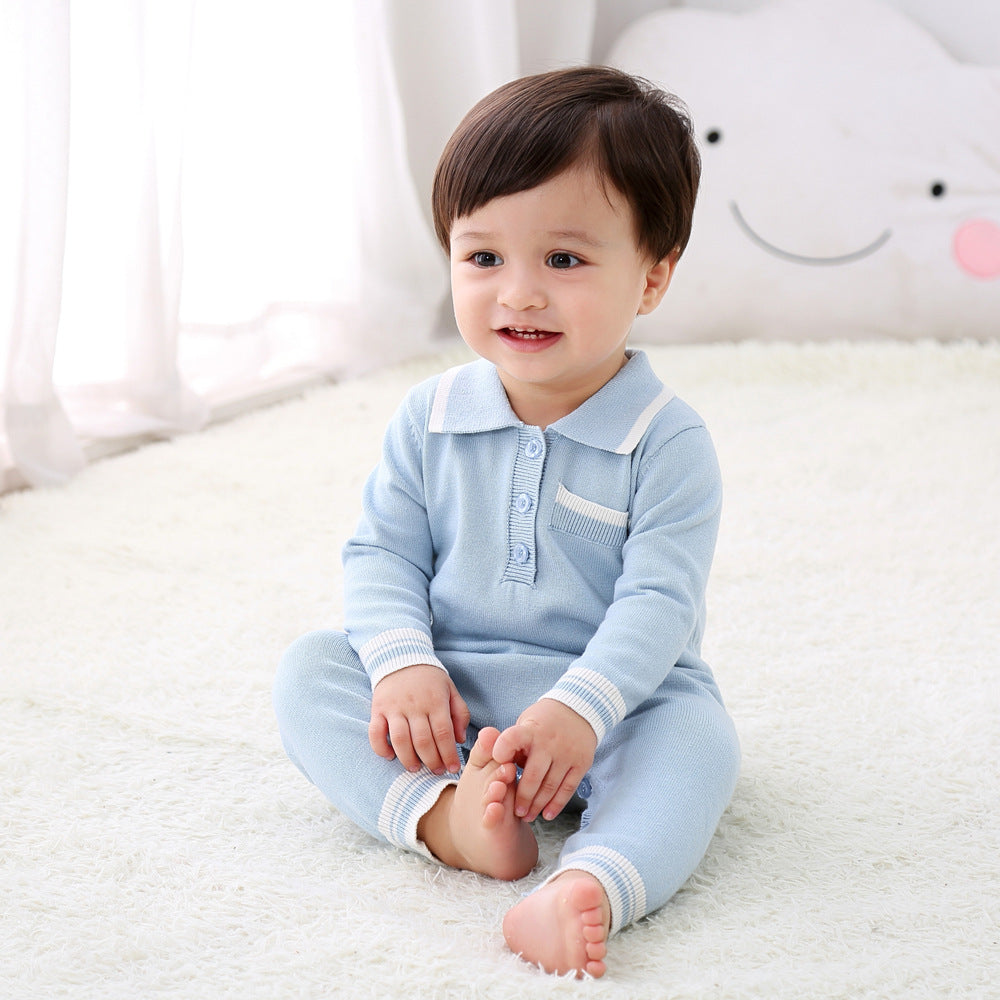 Winter Baby Simple Lapel Knit One Piece