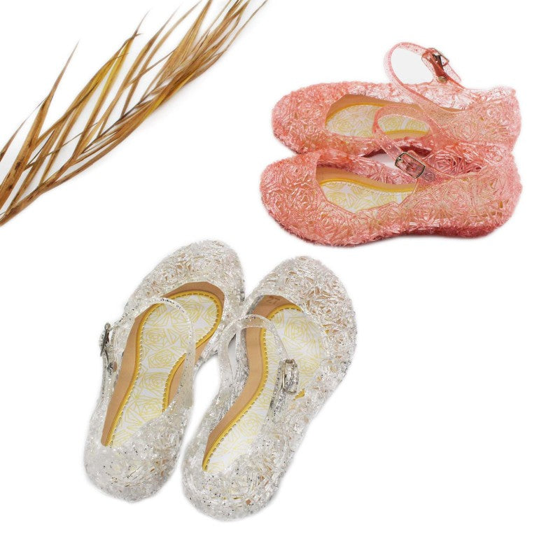Girls Basic Solid Color Flower Princess Sandals