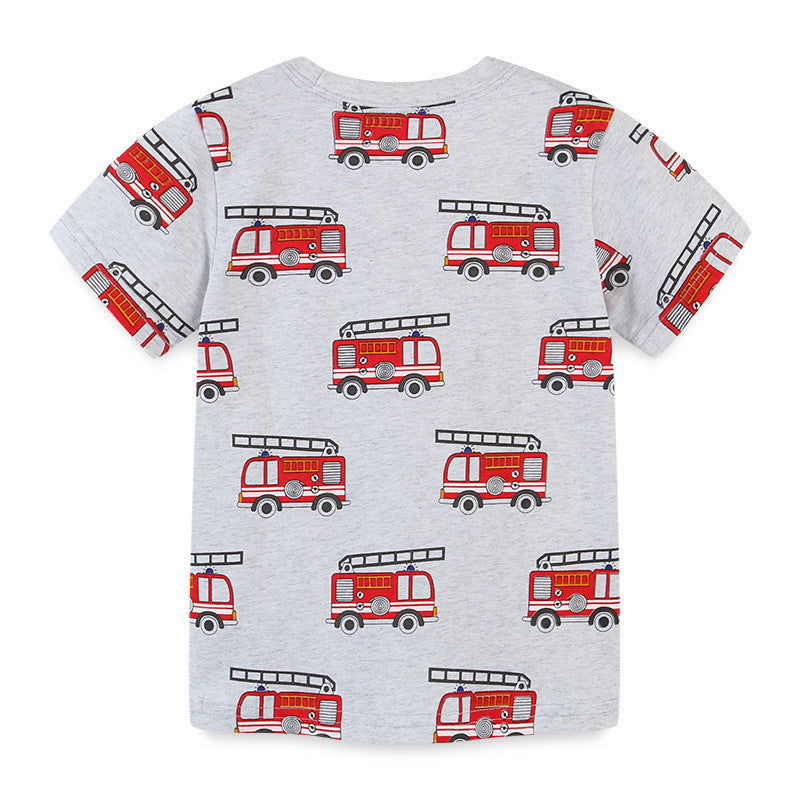Kids Toddler Boys Casual Cute Cartoon Print Short Sleeve Round Neck T-Shirt