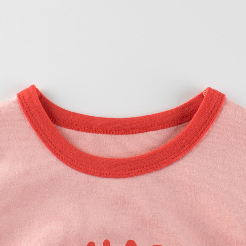 Kids Toddler Girls Casual Cute Cartoon Letters Print Long Sleeve Round Neck T-Shirt