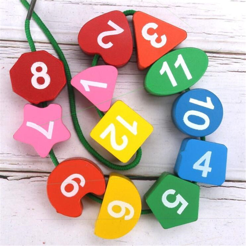 Wooden Clock Puzzle Cartoon Animal Shape Tangram Cognitive Digital Clock Kids Early Educational Threading Assembly Toy